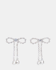 RHINESTONE BOW EARRINGS SILVER