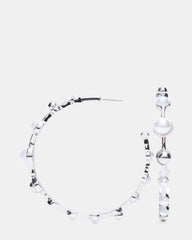 PEARL HOOP EARRINGS SILVER