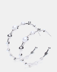 PEARL HOOP EARRINGS SILVER