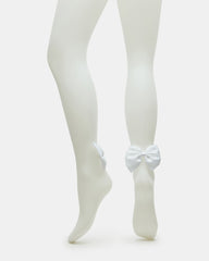 BRIDAL BOW TIGHTS SHEER WHITE