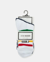 3 PACK STRIPED CREW SOCKS WHITE MULTI