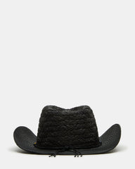 BEADED TRIM WESTERN HAT BLACK