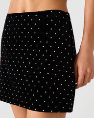 CINDI STUDDED VELVET SKIRT BLACK