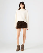 AVIVA FAUX FUR SKIRT DARK ESPRESSO